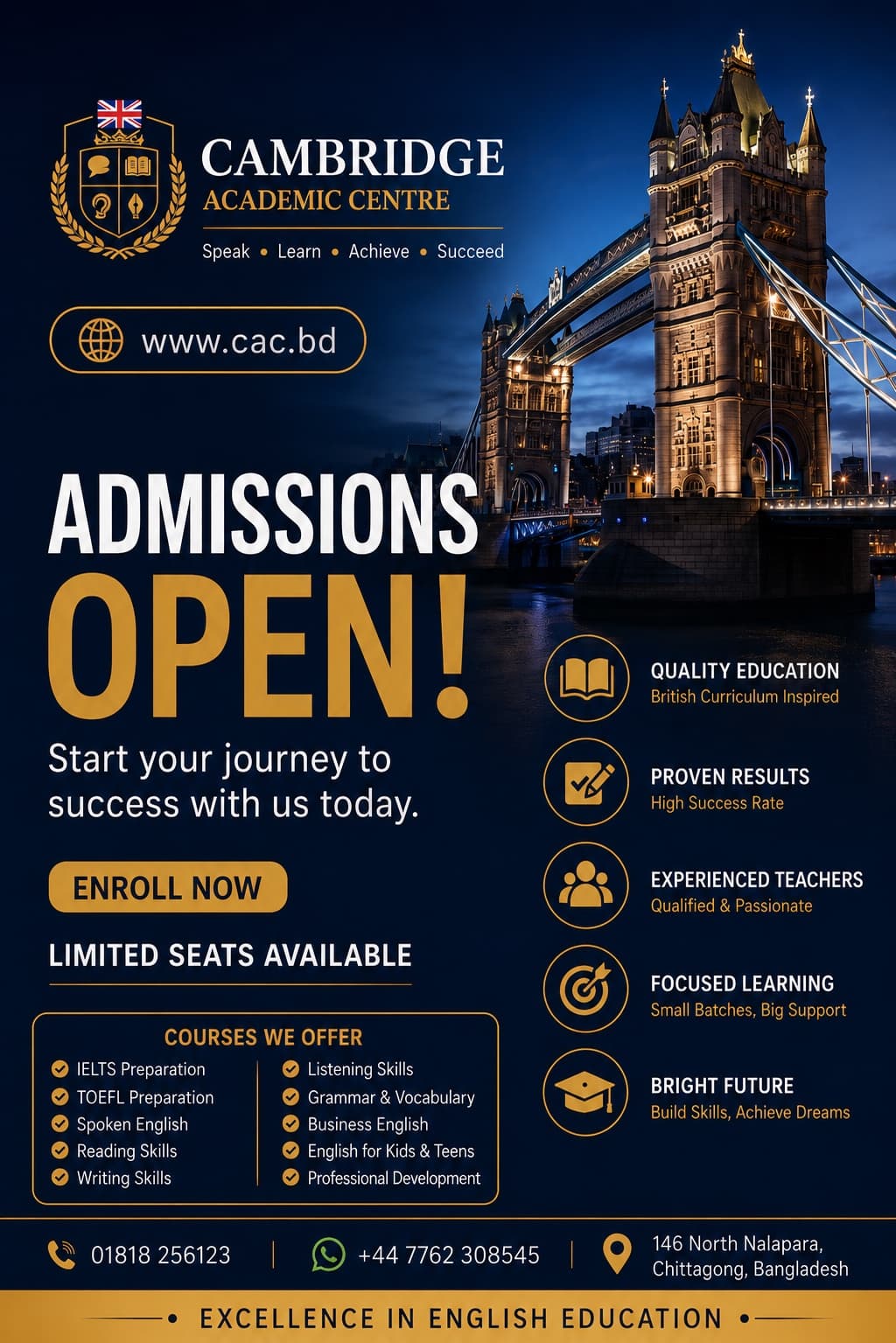 Cambridge Academic Centre Admissions Flyer